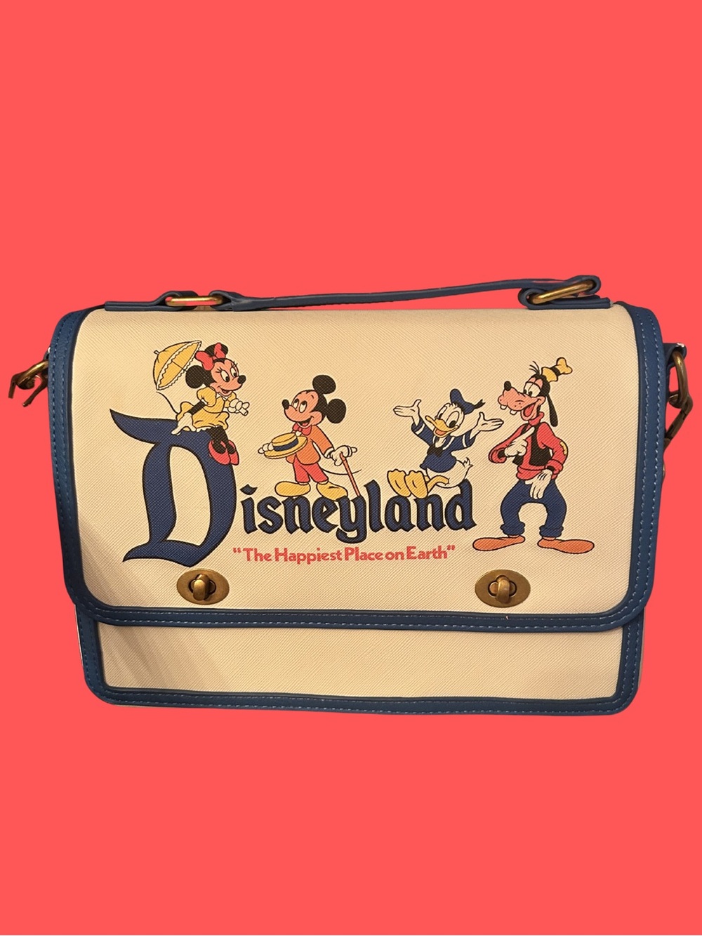 Disneyland 70th anniversary Loungefly Crossbody Purse Bag - Cream & Navy